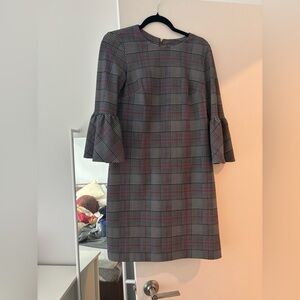 Calvin Klein Plaid Bell-Sleeve Shift Dress